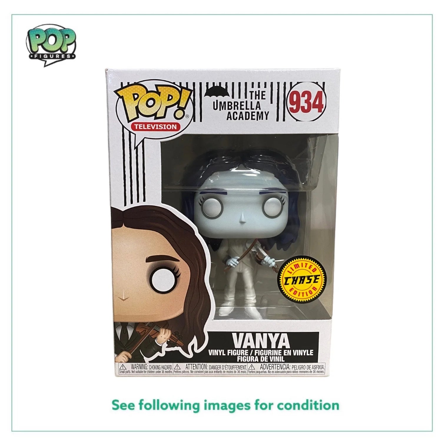 Vanya #934 (White Violin Chase) Funko Pop! - The Umbrella Academy - Condition 8.75\\/10