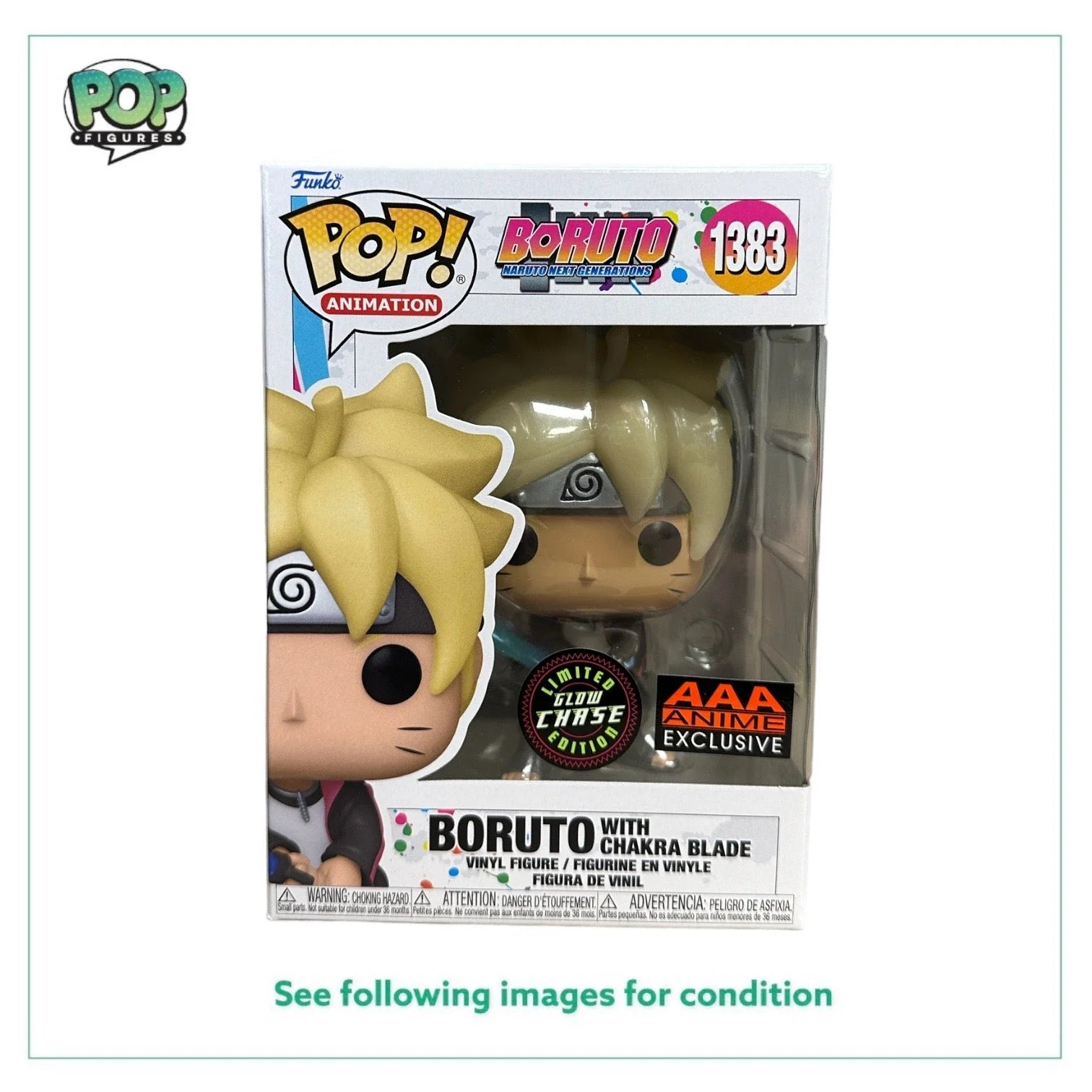 Boruto with Chakra Blade #1383 (Glow Chase) Funko Pop! - Boruto: Naruto Next Generations - AAA Anime Exclusive - Condition 9.5\\/10