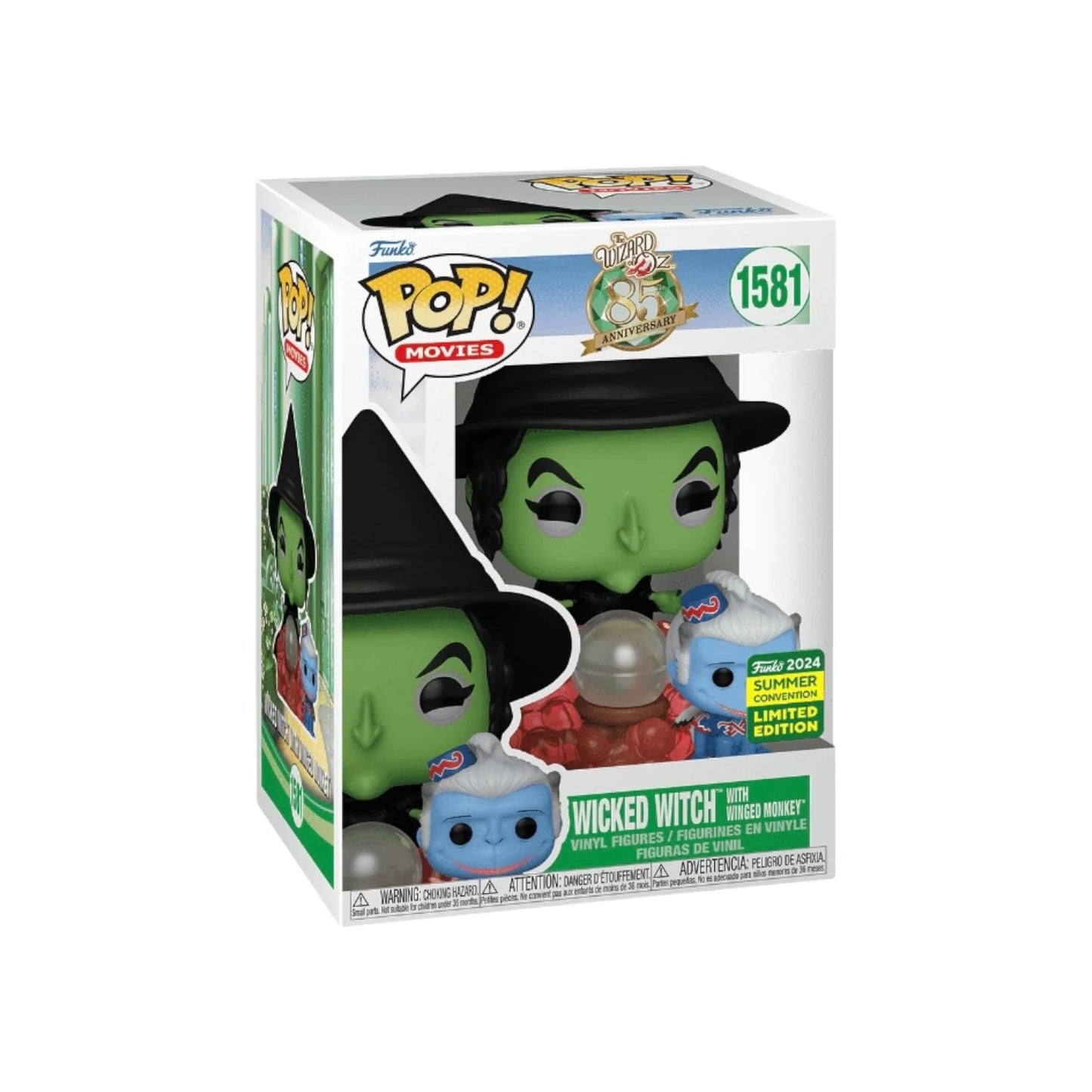 Wicked Witch with Winged Monkey #1581 Funko Pop! - The Wizard of Oz: 85th Anniversary - SDCC 2024 Shared Exclusive