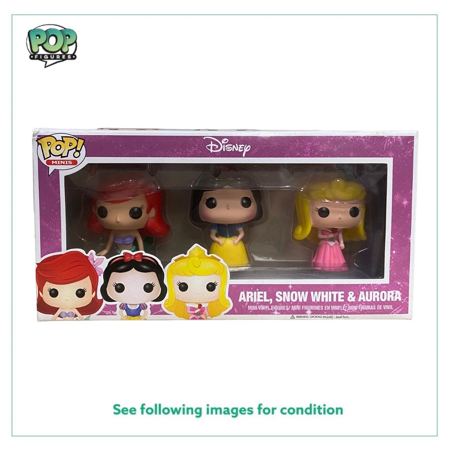 Ariel, Snow White and Aurora 3 Pack Funko Pop Minis! - Disney - 2013 Pop! - Condition 7.5\\/10