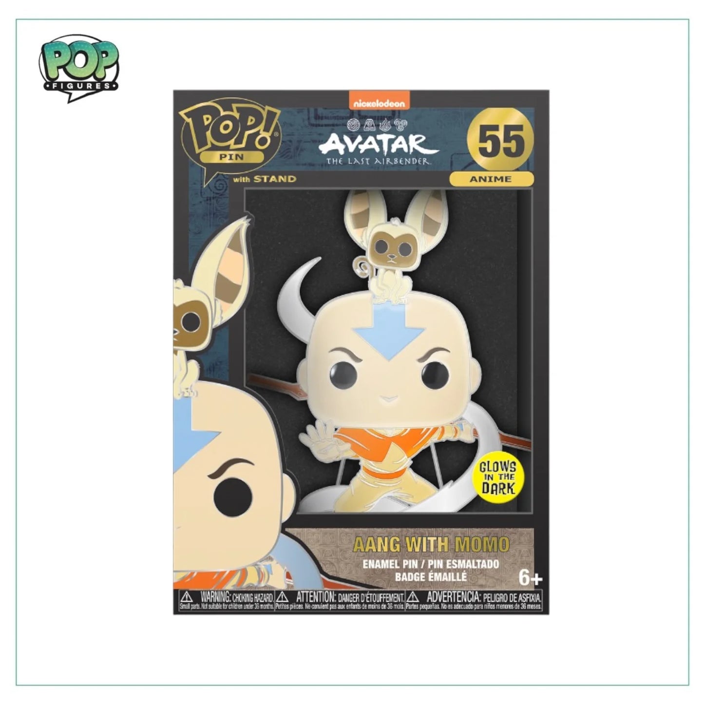 Aang with Momo #55 Enamel Pop! Pin -Avatar the Last Airbender - Glow in the Dark