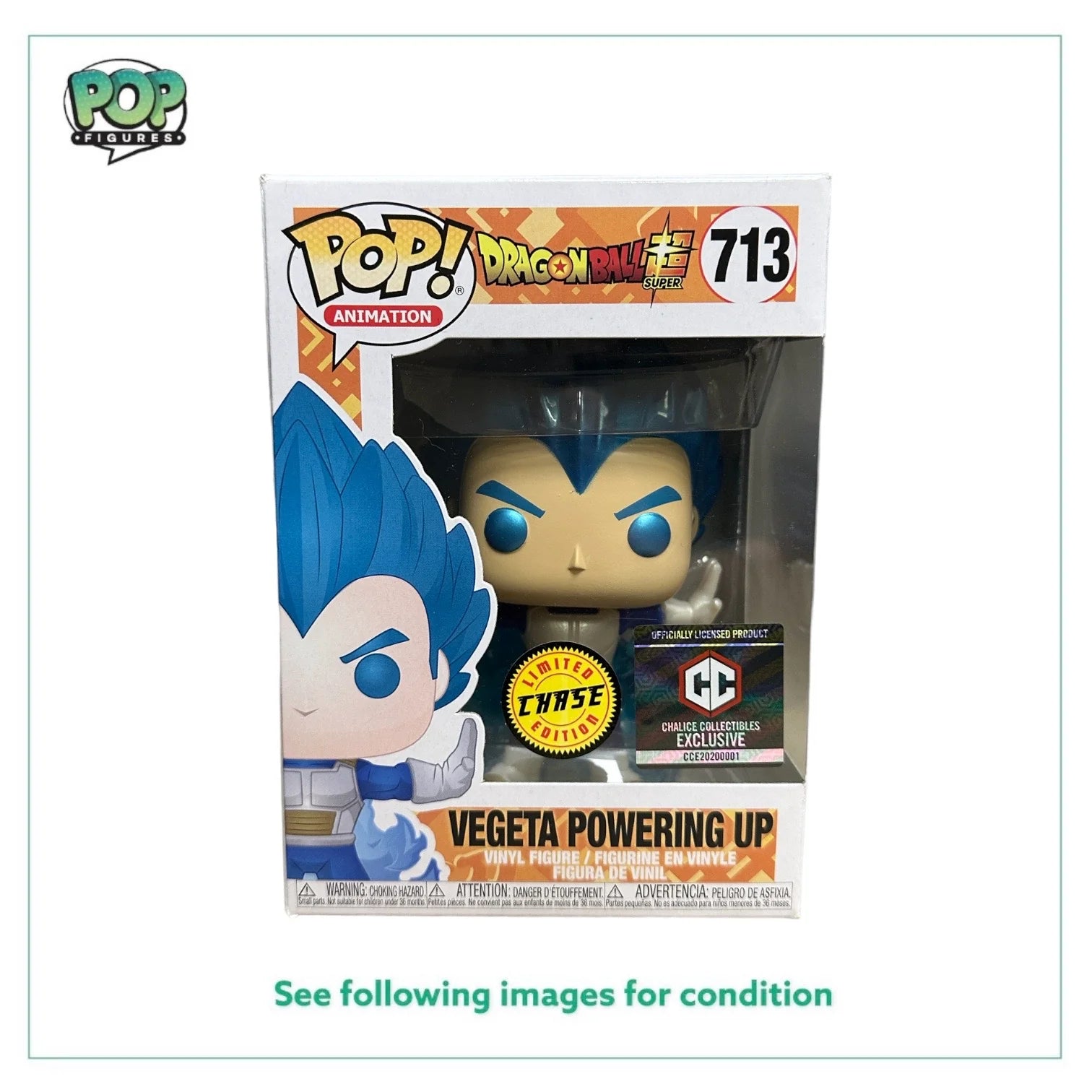 Vegeta Powering Up #713 (Metallic Chase) Funko Pop! - Dragon Ball Super - Chalice Collectibles Exclusive - Condition 8.75\\/10