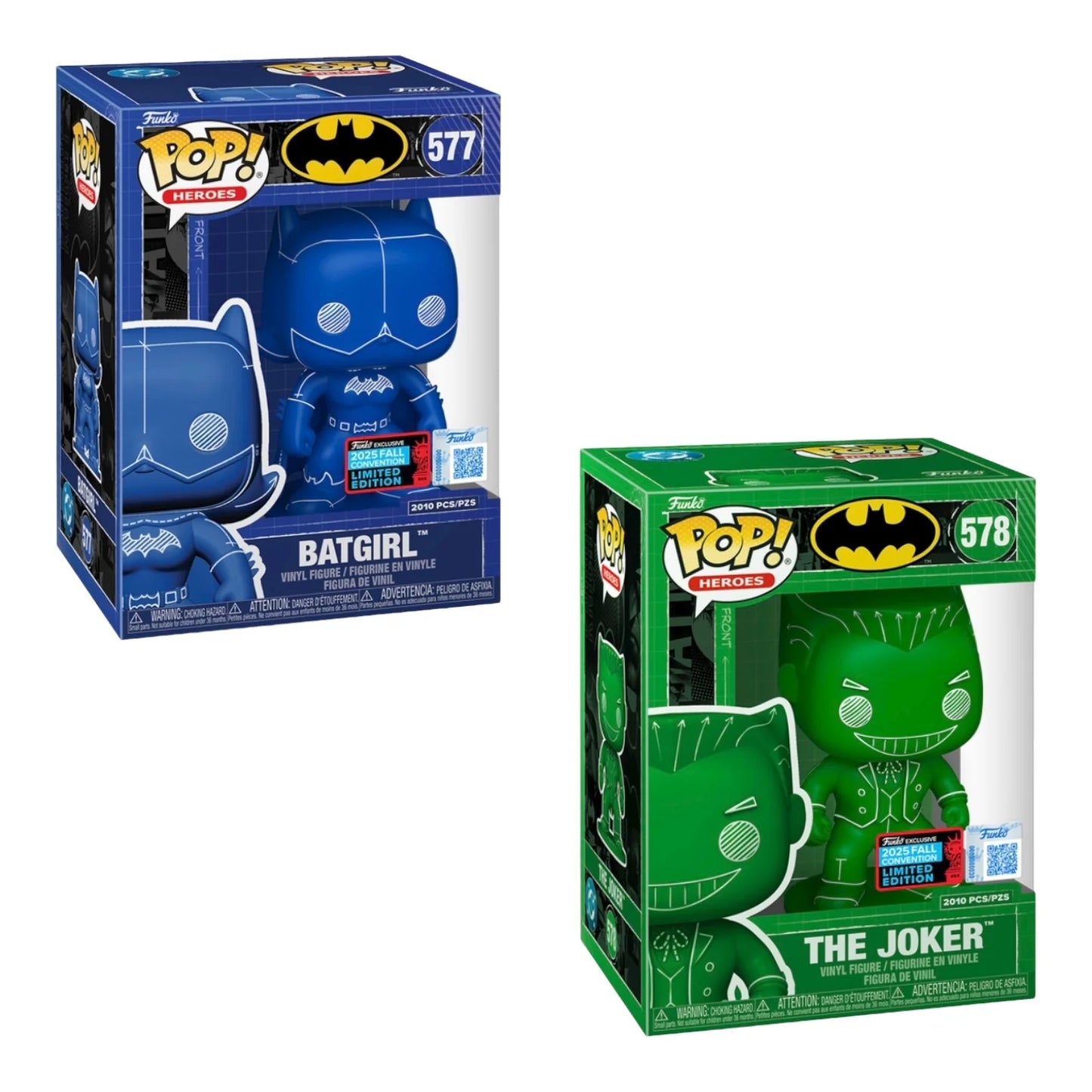 Batgirl #577 (Blue Blueprint Deco) \\u0026 The Joker #578 (Green Blueprint Deco) Funko Pop! Bundle - Heroes - NYCC 2025 Shared Exclusive LE2010 Pcs - Sealed