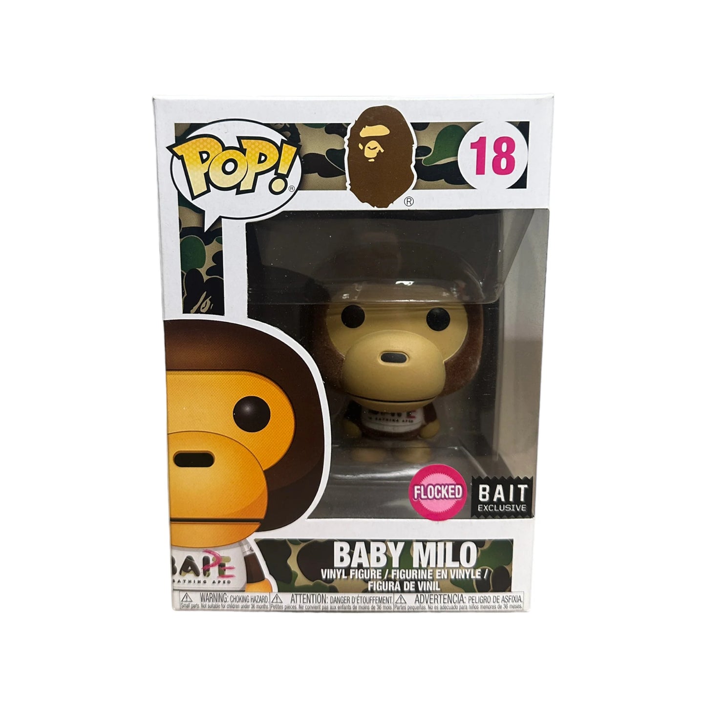 Baby Milo #18 (T-Shirt, Flocked) Funko Pop! - BAPE - Unreleased BAIT Exclusive - Condition 8.75\\/10