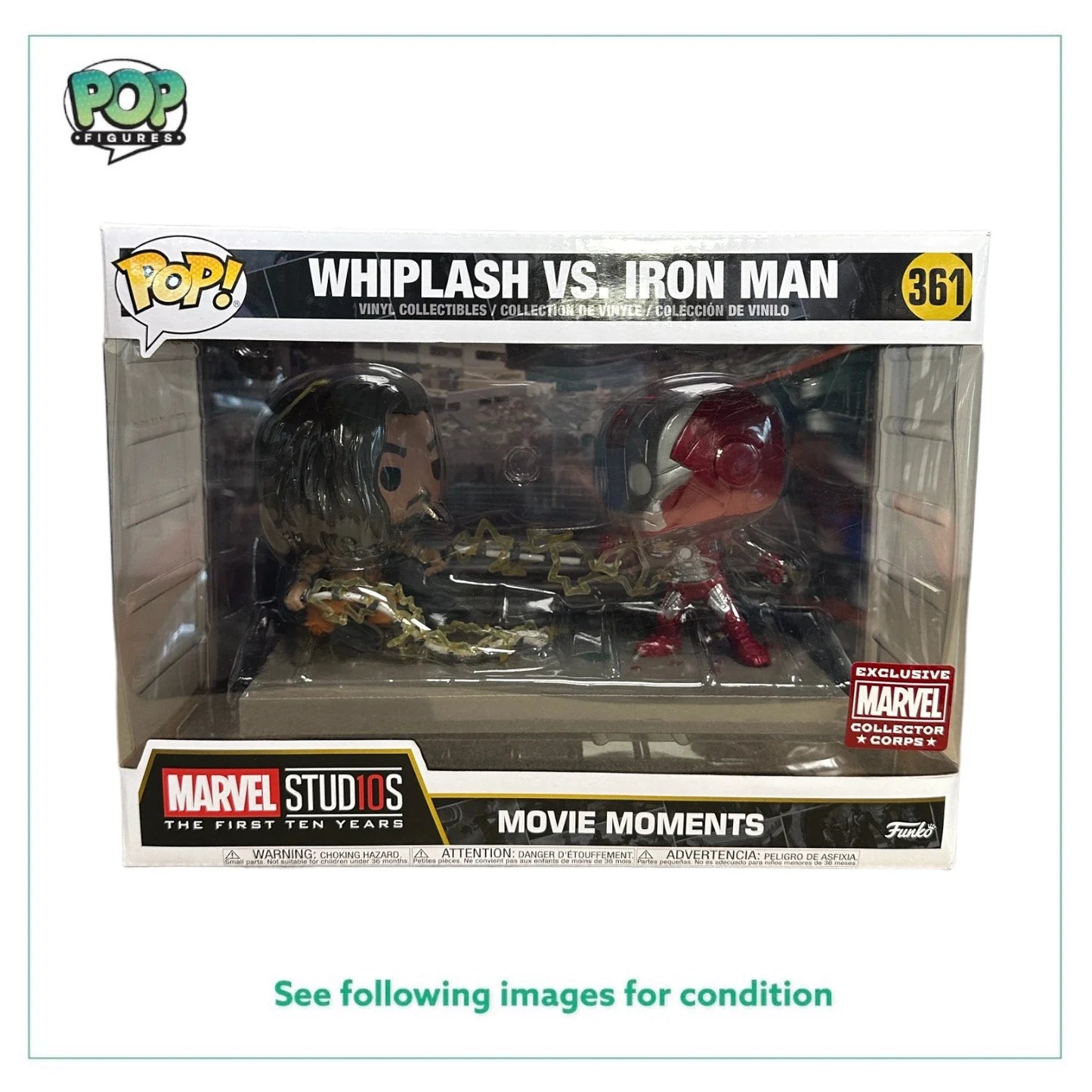 Whiplash Vs. Iron Man #361 Funko Pop Movie Moments! - Marvel Studios First Ten Years - Marvel Collector Corps Exclusive - Condition 7.5\\/10